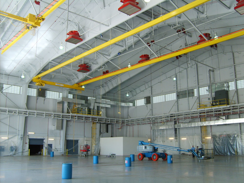Fire supression system test in the south hangar