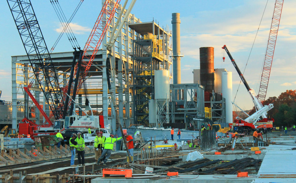 Men in hard hats on construction site