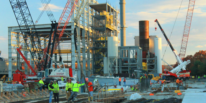 Men in hard hats on construction site